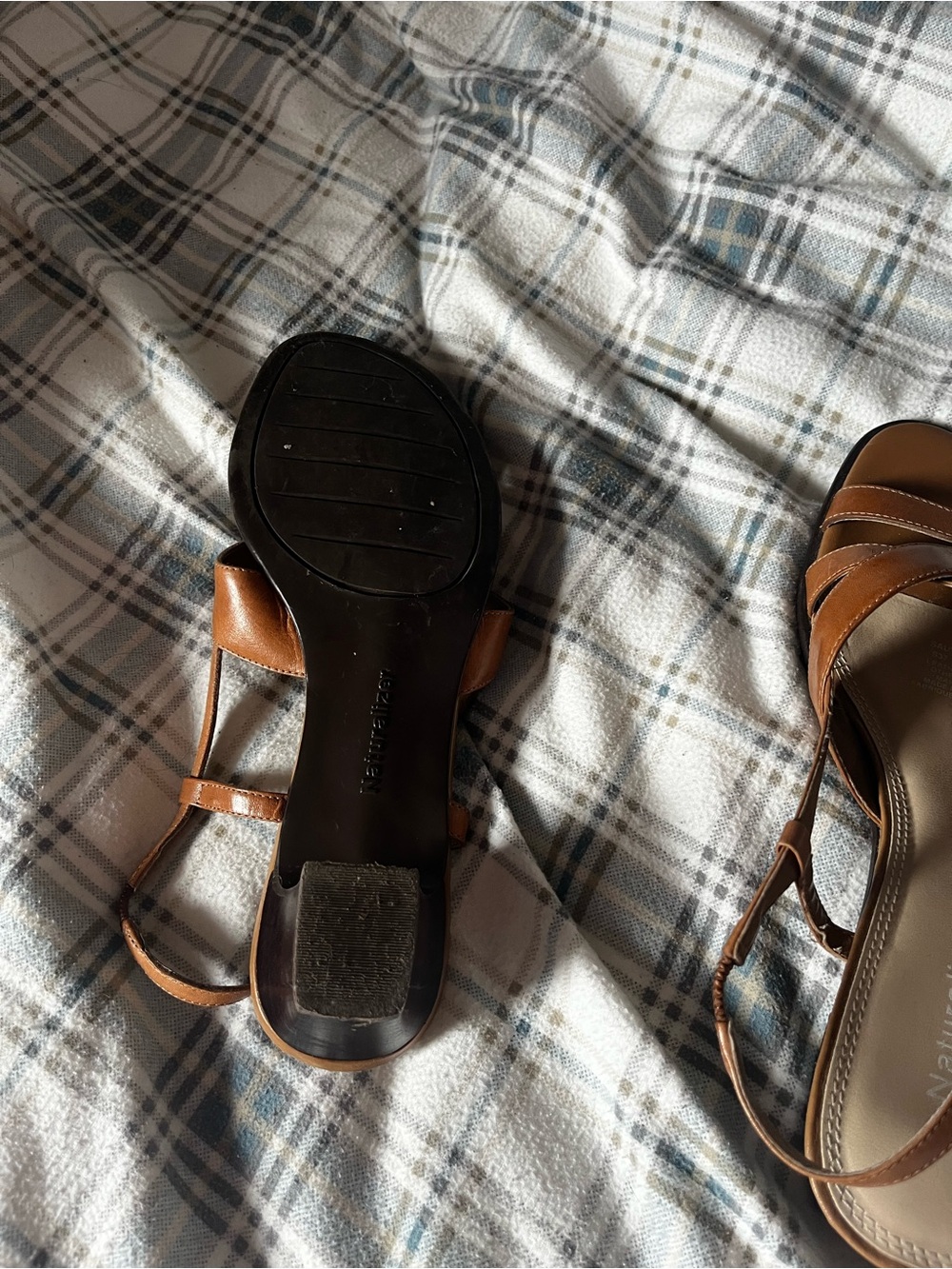 Naturalizer Tan Brown Strappy Block Heel Sandals - Picture 4 of 4